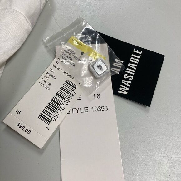 STUDIO ONE women’s dress, Size 16, white & black with white rosettes SEE DESCRIP - Picture 3 of 12